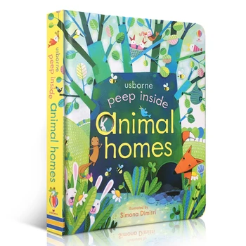 Usborne Peep Znotraj Živali Domov se Naučijo angleško Besedo 3D Zavihek slikanic Baby angleščina-Knjige za Otroke Zgodaj Izobraževalne Igrače