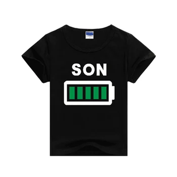 Družina Videz t Shirt Ujemanje Oblačila Novost Baterijo T-Shirt Za Očka Mami In Hči Sina, Otroka, Brata, Sestro, Smešno Vrh