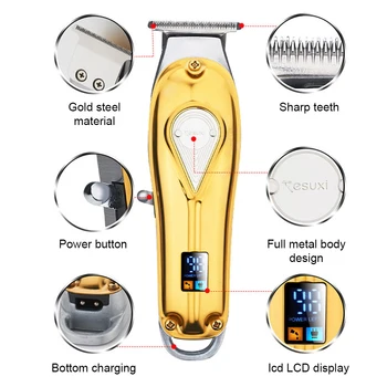 USB Polnilne Kovinski barber lase clipper profesionalni električni las brivnik moški akumulatorski lase rezalnik pralni Brado Brivnik