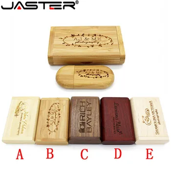 JASTER ( 1 kos nad prost logotip) lesene usb + box ključek 4 GB, 16GB 32GB 64gb usb Memory Stick stranka logotip poroko gif