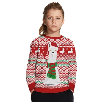 Otroški Pulover Božič Teen Fant Dekle Jeseni, Pozimi Dolg Rokav Obleke Božič 3D Digitalni Puloverju Risanka Tiskanja Vrhovi Majica