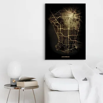 Los Angeles City Light Zemljevidi Po Meri Svetovni Zemljevid Mesta, Plakati, Platna Natisne Skandinavski Slog Wall Art Dom Dekor