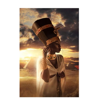 Črna in Zlata Afriška Ženska Zahod, Oljna slika na Platnu Plakatov in Fotografij Wall Art za dnevno Sobo Tableau Zidana Slike