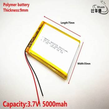 Dobro Qulity 3,7 V,5000mAH 905575 Polimer litij-ionska / Litij-ionska baterija za tablični računalnik BANKE,GPS,mp3,mp4