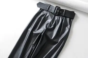 Umetno Usnje Hlače 2019 visoko pasu obavijen vzročno pu usnje jeggings black pu hlače