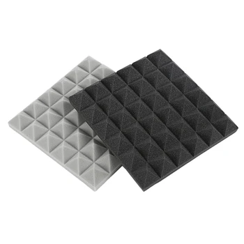 Oglje Akustične Pene Ploščice Soundproofing Pena Plošče Studio Sound Oblazinjenje 2 x 10 x 10 Inch(Black+Sivo)