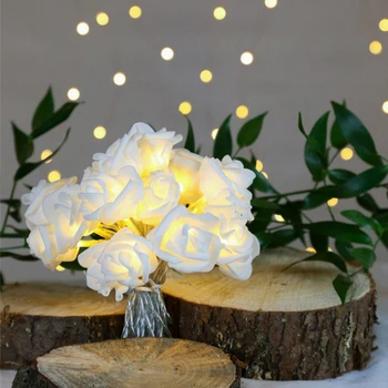 Romantični Rose Cvet Garland Z Led Luči Pravljice Praznik Svetlobe Niz Za Poroko, Božič, Novo Leto Doma, Okrasni Material