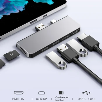 Prenosnik Dodatki za Razširitveno Postajo Pretvornik HDMI 4K USB3.0*3/HDMI*1/TF*2 za Surface Pro 4/5/6