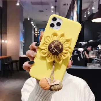 3D Srčkan Cvet Sončnice Daisy Cvetlični Mehko Telefon Ohišje Za Samsung Galaxy Note 8 9 10 20 S20 ultra S10 S8 S9 Plus Kritje Buče