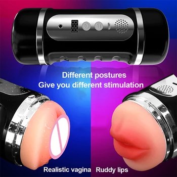 Samozadovoljevanje moških Pokal Penis Massager Spola Igrače, Vibrator za Moške Realne Muco Dvojni Kanal Vaginalni, Oralni Seks Igračke Za Moške