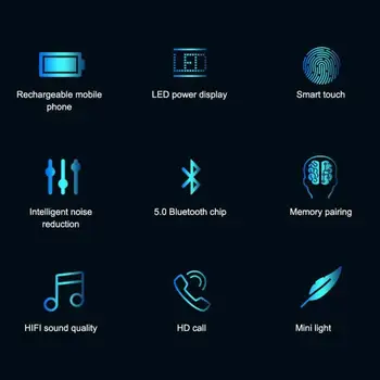 F9 Brezžične Slušalke Bluetooth V5.0 TWS Brezžične Bluetooth Slušalke LED Zaslon 2000mAh Moči Banke Slušalke Z Mikrofonom