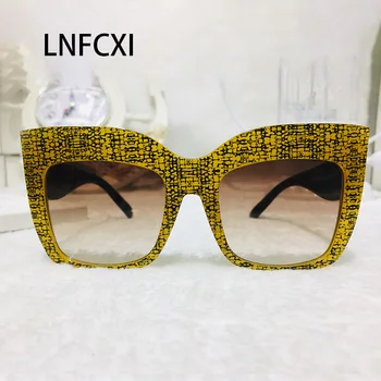 LNFCXI 2020 Kvadratnih Prevelik Žensk Ženska sončna Očala Retro Vintage Luksuzni Odtenkih za Ženske Očala Oculos De Sol