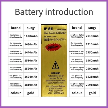 Suqy Batterie za Apple Iphone 6 Akumulator 6s za Iphone 4 in 4s 5s 5 5c Se 6 Plus 6s 6s Plus Zamenjava Bateria Mobilni Telefon Deli