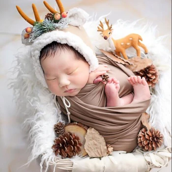Novorojenček fotografija pribor rogovja bonnet malčke baby jelena srčkan headdress studio novorojenčka fotografijo ustrelil pribor 2 barvi