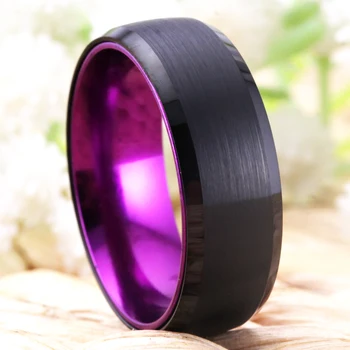 Poročni prstan Obroči Za Ženske Klasičnih Žarnic Obroči Black Volfram z Vijolično Aluminija Zaročni Prstan Brezplačno Graviranje Spusti Ladje