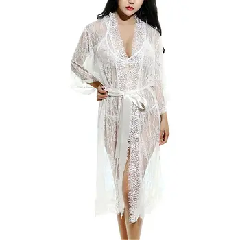 Seksi Perilo Nightgowns Ženske Sleepshirts tričetrt Rokav Nightgown Oblačilih Spanja Obrabe Cvetlični Čipke Obleko Noč Y1 H i