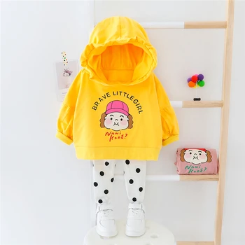 HYLKIDHUOSE 2020 Pomlad Baby Dekleta Kompleti Oblačil Hooded Risanka T Shirt Pika Hlače Malčka Dojenčke Oblačila za Otroka Počitnice Oblačila