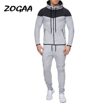 ZOGAA 2020Hot Prodaje Mens MODA Normcore Sweatsuit Sklop Priložnostne Bombaž Zadrgo, 2 Delni Set za Šport, Mens Trenirko Nastavite Oblačila