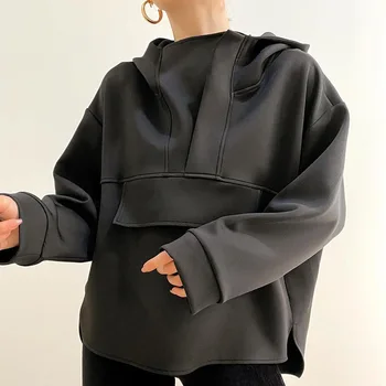 Indie Estetske Hoodies Ženske Y2K Prevelik Sweatshirts Dolg Rokav Vintage Svoboden 90. letih Kpop Ulične Mode Pozimi leta 2020
