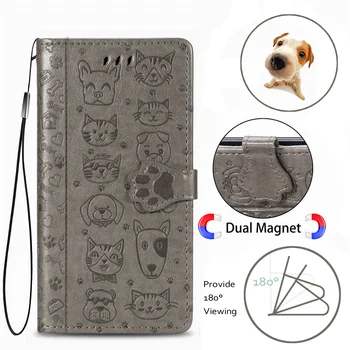 Flip Usnjena torbica za Huawei Honor 10i 9X 20i P Smart Z Y9 Prime 2019 Primerih Cat & Dog Reliefni Torbica Vrečke Kritje Čast 10i Fundas