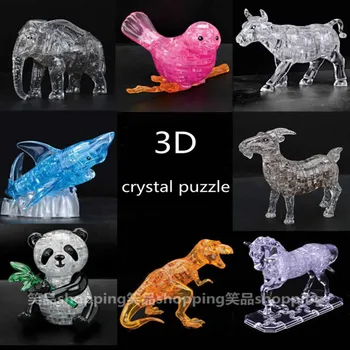 DIY 3D Plastiko Sestavljanke Kristalno Puzzle Sestavite otroška Igrača Živali Model Ustvarjalna Soba Dekoracijo Zanimiva Darila