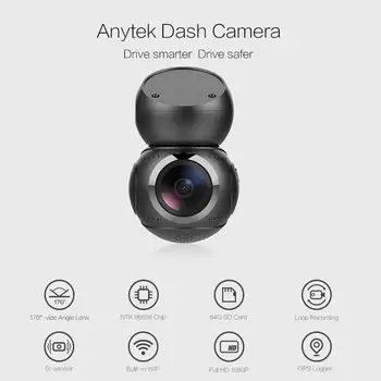 Anytek G21 170 Stopinj Objektiv 1080P Full NTK96658 WiFi Avto DVR Dash Fotoaparat, Video Snemalnik, Zaznavanje Gibanja GPS Avto DashCam