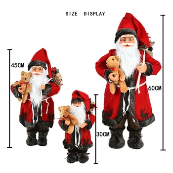 30/45/60cm Božič, Velika Santa Claus Lutke Okraski Stoji Santa Figur Lutka Božič Dom Dekoracijo Otroci Darilo