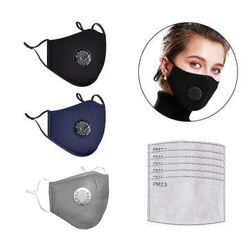 3Pcs Obraz, Usta Masko Filter Mouthmask Anti-Okužbe Viruse oglje, Anti-prah Z Zrakom Ventil maske za obraz Stroj za Večkratno uporabo