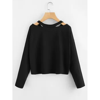 2018 POLETJE kratka majica Rose vezenje črna majica moletom feminino com capuz Vzročno Bluzo debelo AG 15