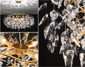 Lestenec lustre kristalno lučka zlata veja lučka lamparas modernas salones hotel grandes sodobni led lestenec