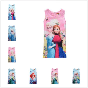 2020 Poletje Baby Girl Obleke Za Dekleta Princesa Vestidos Vročina 2 Zamrznjene Ana Elsa Obleko Metulja Print Stranka Obleko Otrok Kostum