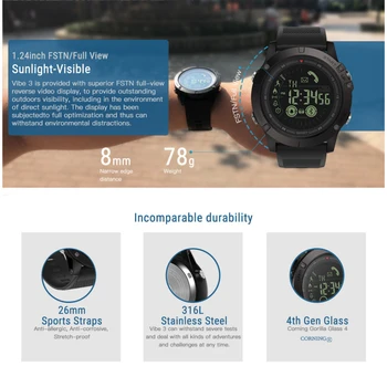 MNWT Big Izbiranje Pametno Gledati VIBE 3 Pedometer Srčni utrip, Krvni Tlak Monitor Fitnes tracker Sport Watch Nepremočljiva Smartwatch