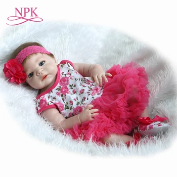 NPK 55 cm Bebes prerojeni pravi dekle za celotno telo, silikonski prerojeni baby doll igrača za otroke darilo kopanje lutka boneca prerojeni silikonski completa