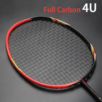 Asimetrija Vzorci iz Ogljikovih Vlaken Badminton Lopar Max Napetost 30LBS Žaljivo Tip Lopar Lahka Teža 4U 82g Z String Vrečke