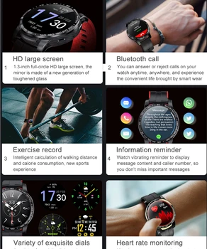 Pametno Gledati Moške Bluetooth kličete Nepremočljiva Športna Fitnes Zdravje Tracker Vreme Predvajanje Glasbe Smartwatch Za IOS In Android