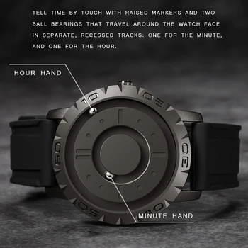 Edinstveno Orodje Gramofon Watch Moških Magnet Kroglice Izbiranje ročno uro Črno Smolo Band Ustvarjalne Quartz Moška Ura relogio masculin