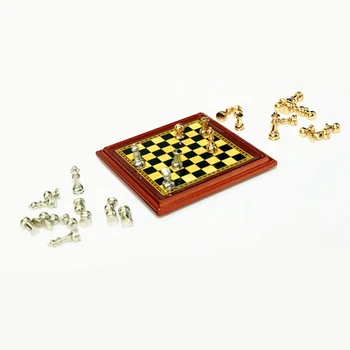 Srčkan 1:12 Lutke Miniaturni Šah Simulacije Mini Mednarodna Šahovska Garnitura Lutke Pohištvo Doma Dekor