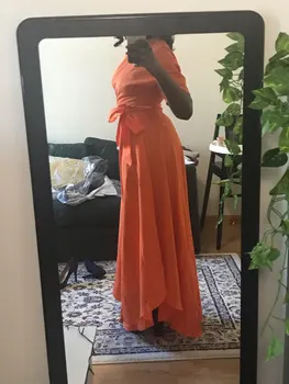 2020 Priložnostne Dolgo Ženske Obleke Poletje Eno Ramo Seksi Ulica Potovanja Visok Pas, Haljo Ženske Big Swing Večer Elegantno Dan Oranžna
