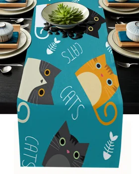 Risanka Luštna Mačka Namizni Tekač Poroka Tabela Dekoracijo Dinning Namizne Tekače Placemat Božični Dekor Prt