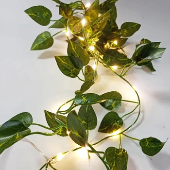 Niz luči LED listov rattan bakrene žice luči baterije slog zunanja notranja spalnica okno Christmas tree okraski 1pcs