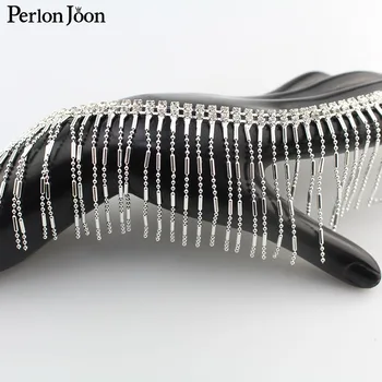Najbolje prodajan debelo srebrno verigo tassel nosorogovo bonitete trim kristalno prevleko dekoracijo tassel verige pribor za oblačila ML115