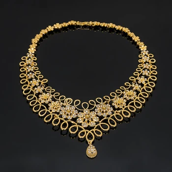 Dubaj ženske zlato barvo, nakit sklopov Afriške poroka poročni okras, darila za Savdska Arabski Ogrlico, Zapestnico, uhane, prstan iz