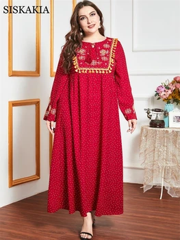 Indie Folk Tassel Vezenino Pika Dolgo Obleko za Womnen Rdeče Jeseni Leta 2020 Poln Rokav arabski Muslimani Turčija Oblačila 4XL Nova