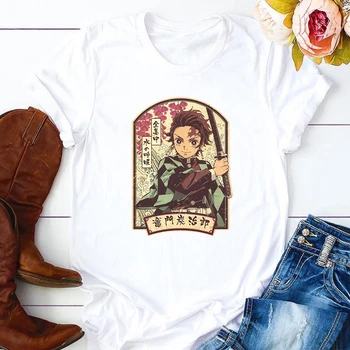 Demon Slayer Smešno Harajuku Priložnostne T-shirt Majica s kratkimi rokavi Ženske Ženski Hip Hop Kimetsu Ne Yaiba Japonski Anime Femme Oblačila Tshirt