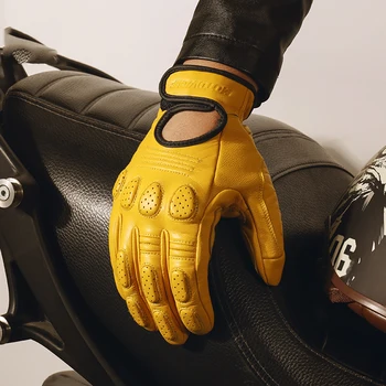 Retro Ovčje Usnje Dihanje motorno kolo Rokavice Racing Rokavice za Moške Motokros Zimski in Poletni Rokavice Full/Half-prst rokavice