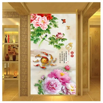 Beibehang po Meri moda ozadje tri-dimenzionalni reliefni lotus novi Kitajski črnilo slikarstvo verandi ozadju zidana 3d ozadje