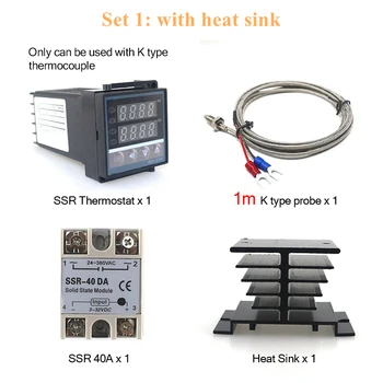 REX-C100 Digitalni PID Temperaturni Regulator REX C100 40DA Rele SSR Izhod Termostat Kit + K Termočlen Sonde / hladilnega telesa