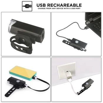 Izposoja Lahka Nepremočljiva USB za Polnjenje Sprednje Kolo LED Luči Kolesarsko Svetilko, Baklo Krmilo Svetilka Kolesarske Opreme