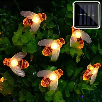 30 LED 5M Simulacije Medu Čebele Sončne Energije Niz Lučka na Prostem Dvorišče Honey Bee Niz Luči Poročno Dekoracijo Nočna