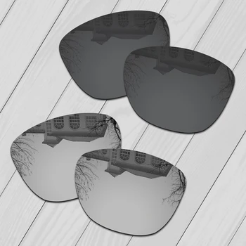 E. O. S 2 Parov Black & Silver Polarizirana Zamenjava Leč za Oakley Frogskins OO9013 sončna Očala
